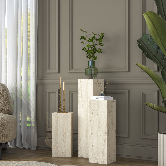 Hanah Home Juego de Mesas Auxiliares Travertino Hanah Home Juego de Mesas Auxiliares Travertino
